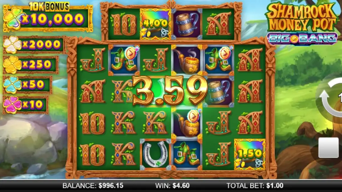 Shamrock Money Pot Big Bang slot game screen